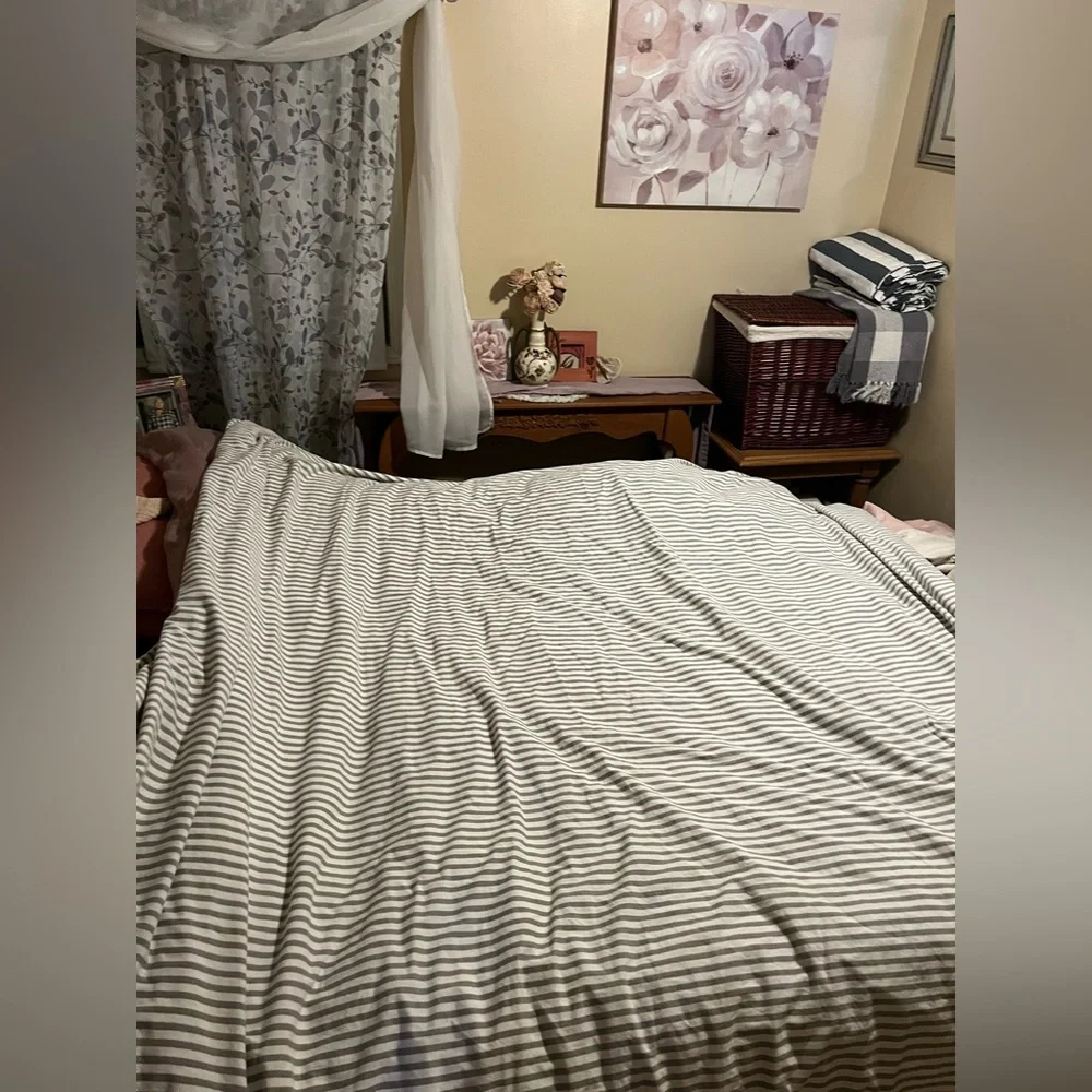 Jellymoni~Striped Gray Cotton Duvet ~ King ~ 100% Cotton - Picture 6 of 9
